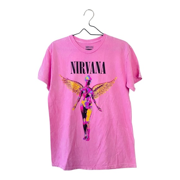 NIRVANA Tops - NIRVANA Pink In Utero Live 93 Concert T Shirt Angel Graphic Tee Women’s Medium